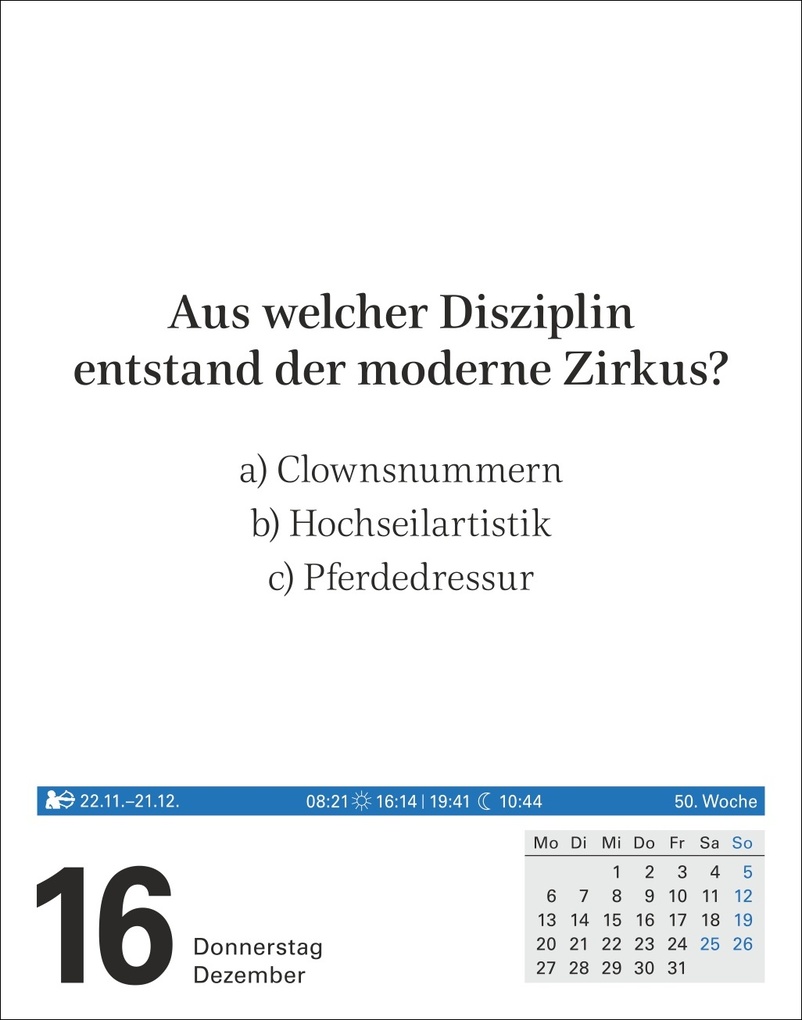 Weitere Ansicht: Wissen Tagesabreißkalender 2027 - Quizfragen aus Geschichte, Politik, Kultur, Technik und Sport | Berthold Budde