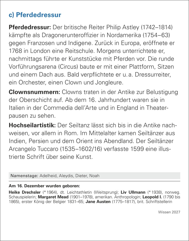 Weitere Ansicht: Wissen Tagesabreißkalender 2027 - Quizfragen aus Geschichte, Politik, Kultur, Technik und Sport | Berthold Budde