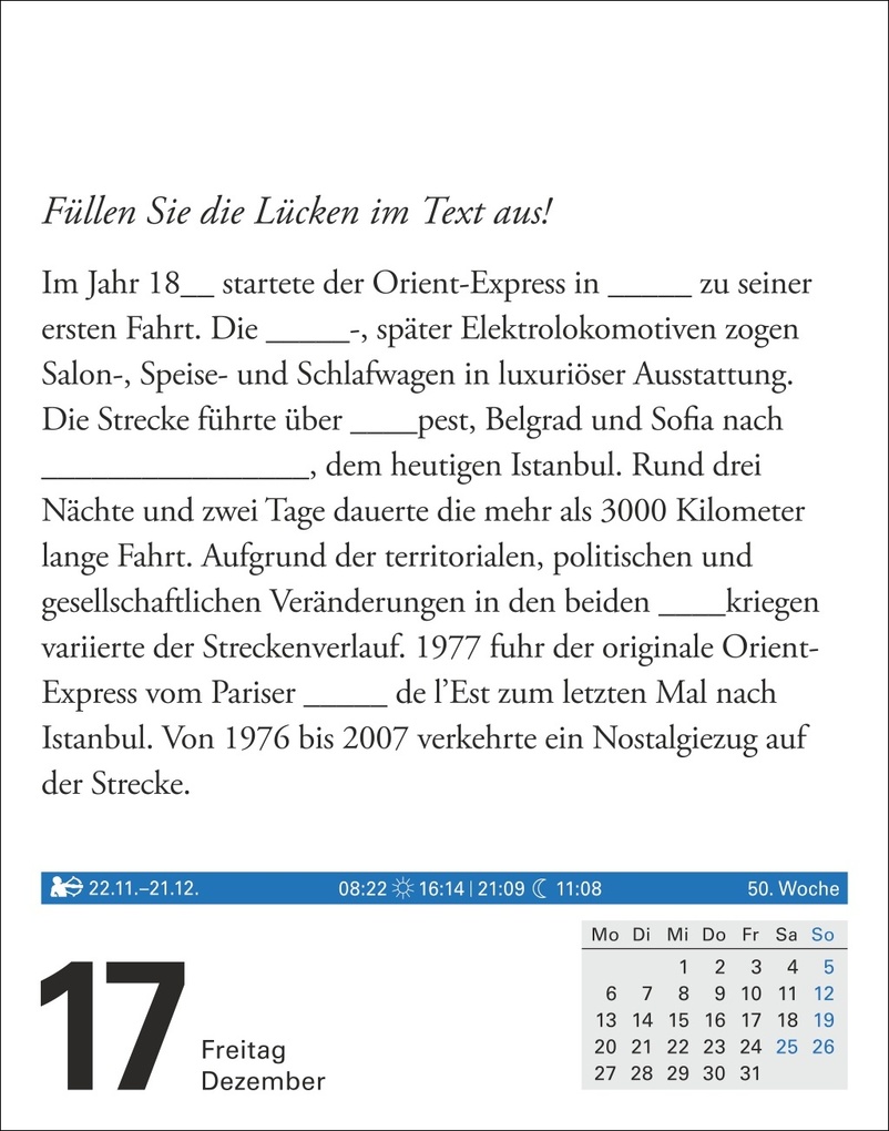 Weitere Ansicht: Wissen Tagesabreißkalender 2027 - Quizfragen aus Geschichte, Politik, Kultur, Technik und Sport | Berthold Budde