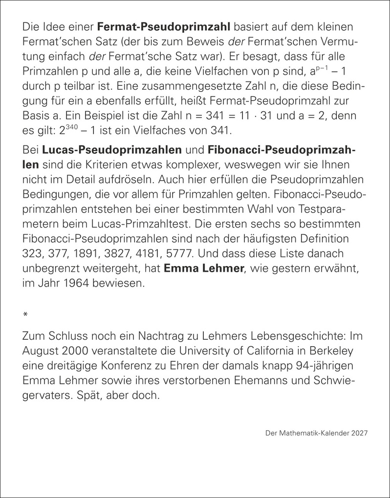 Weitere Ansicht: Der Mathematik-Kalender Tagesabreißkalender 2027 - Nachts teile ich heimlich durch Null | Matthias Delbrück, Carsten Heinisch
