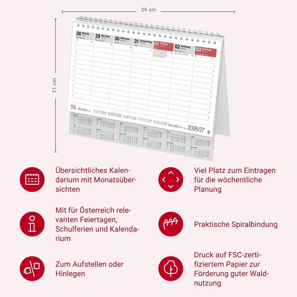Weitere Ansicht: Schreibtischkalender Österreich groß 2027
