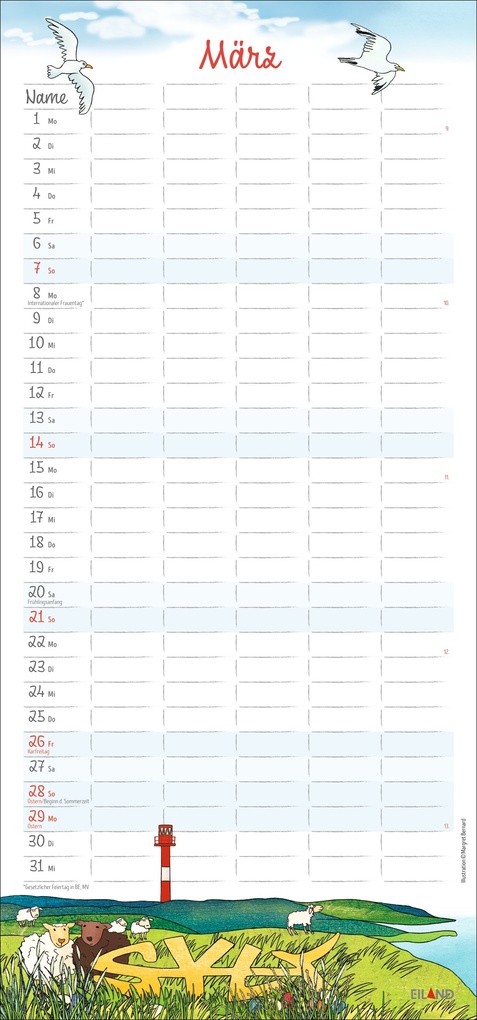 Weitere Ansicht: Der Sylter Familienplaner 2027 - Margret Bernard