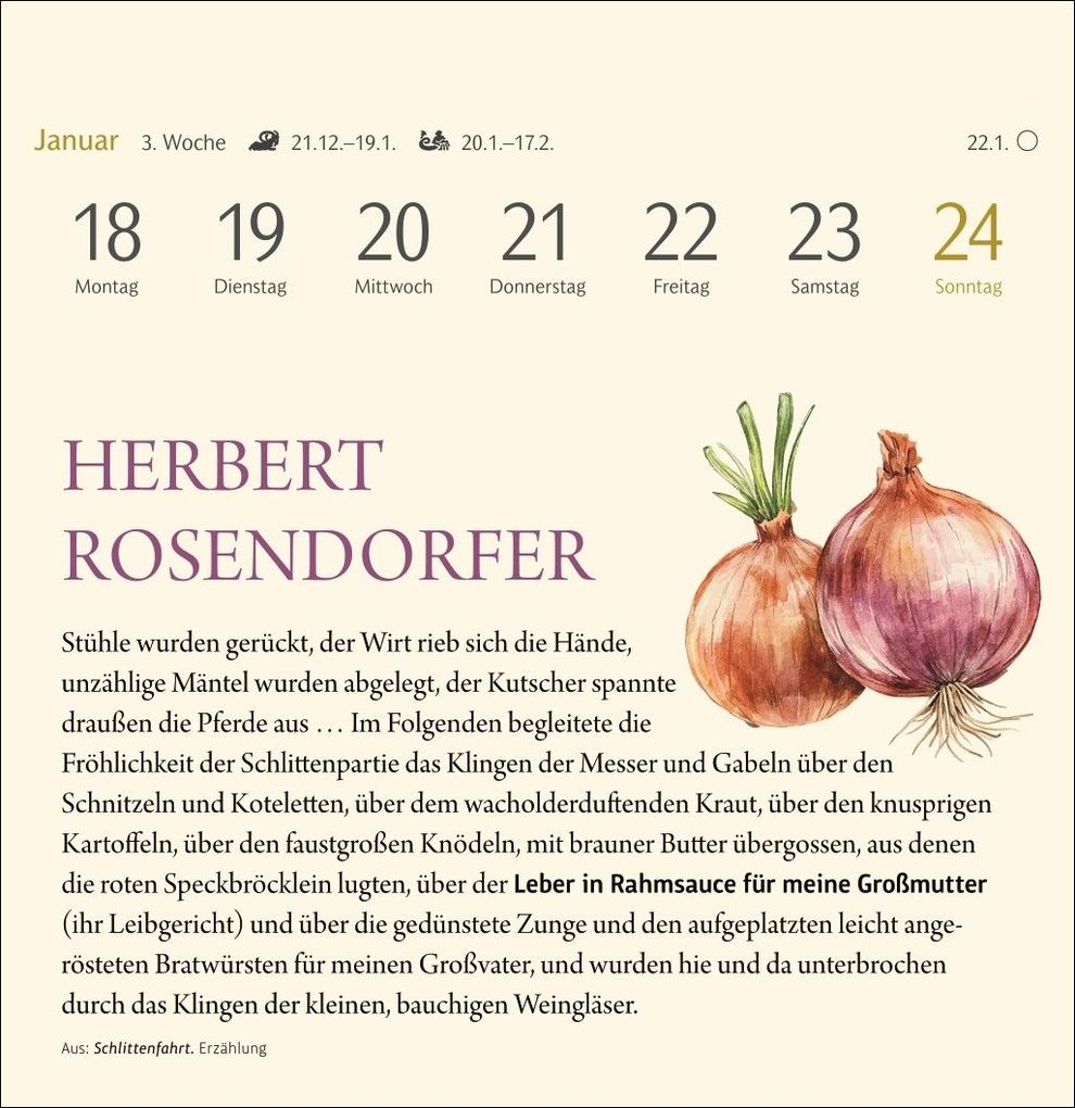 Weitere Ansicht: Der kleine literarische Küchenkalender Premium-Postkartenkalender 2027 - Mit Texten und Rezepten