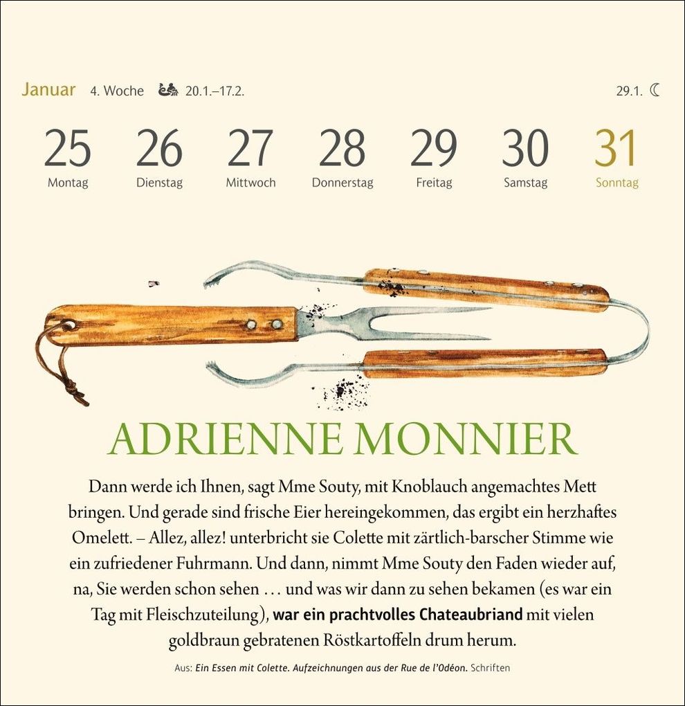 Weitere Ansicht: Der kleine literarische Küchenkalender Premium-Postkartenkalender 2027 - Mit Texten und Rezepten