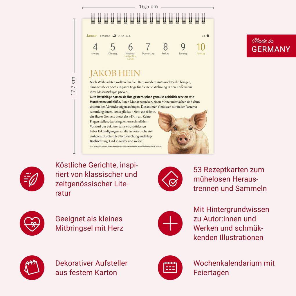 Weitere Ansicht: Der kleine literarische Küchenkalender Premium-Postkartenkalender 2027 - Mit Texten und Rezepten