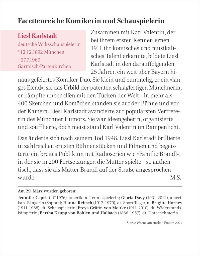 Weitere Ansicht: Starke Worte von starken Frauen Tagesabreißkalender 2027 | Brigitte Lotz, Martina Schnober-Sen, Anders Ulrike