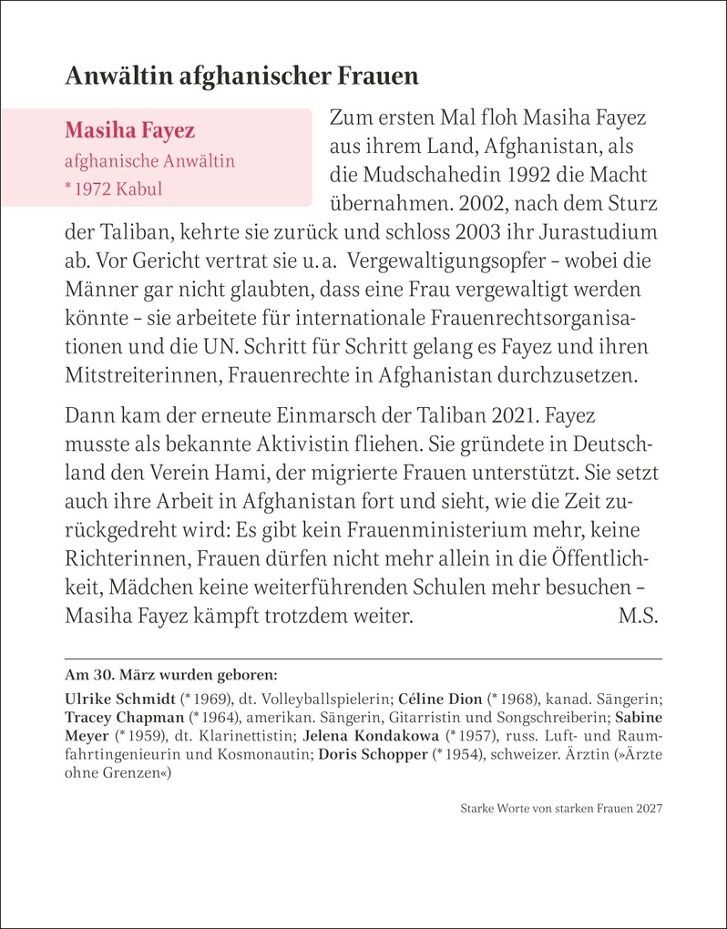 Weitere Ansicht: Starke Worte von starken Frauen Tagesabreißkalender 2027 | Brigitte Lotz, Martina Schnober-Sen, Anders Ulrike