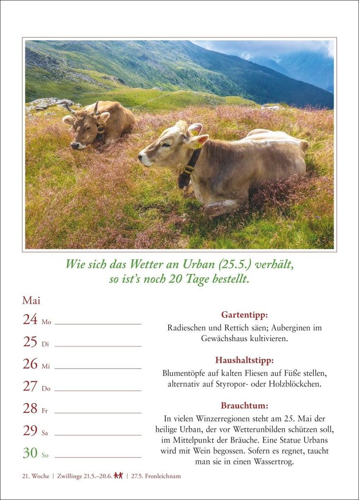 Weitere Ansicht: Bauernweisheiten Wochenkalender 2027 - Bauernregeln, Brauchtum, Gartentipps, Haushaltstipps | Jochen Dilling