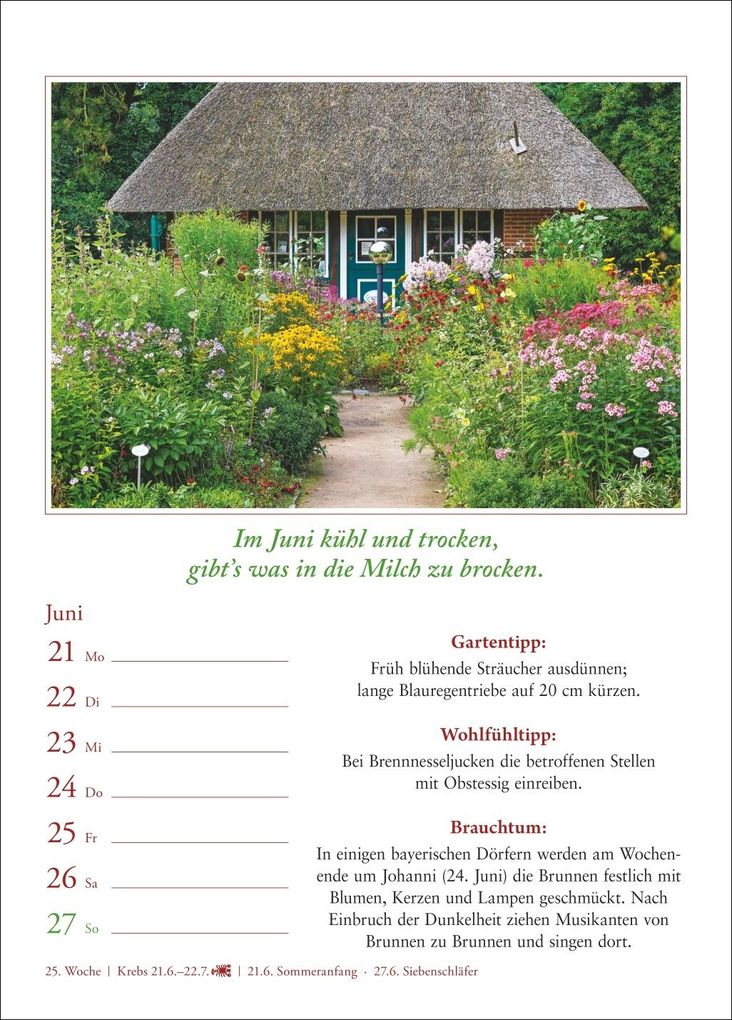 Weitere Ansicht: Bauernweisheiten Wochenkalender 2027 - Bauernregeln, Brauchtum, Gartentipps, Haushaltstipps | Jochen Dilling