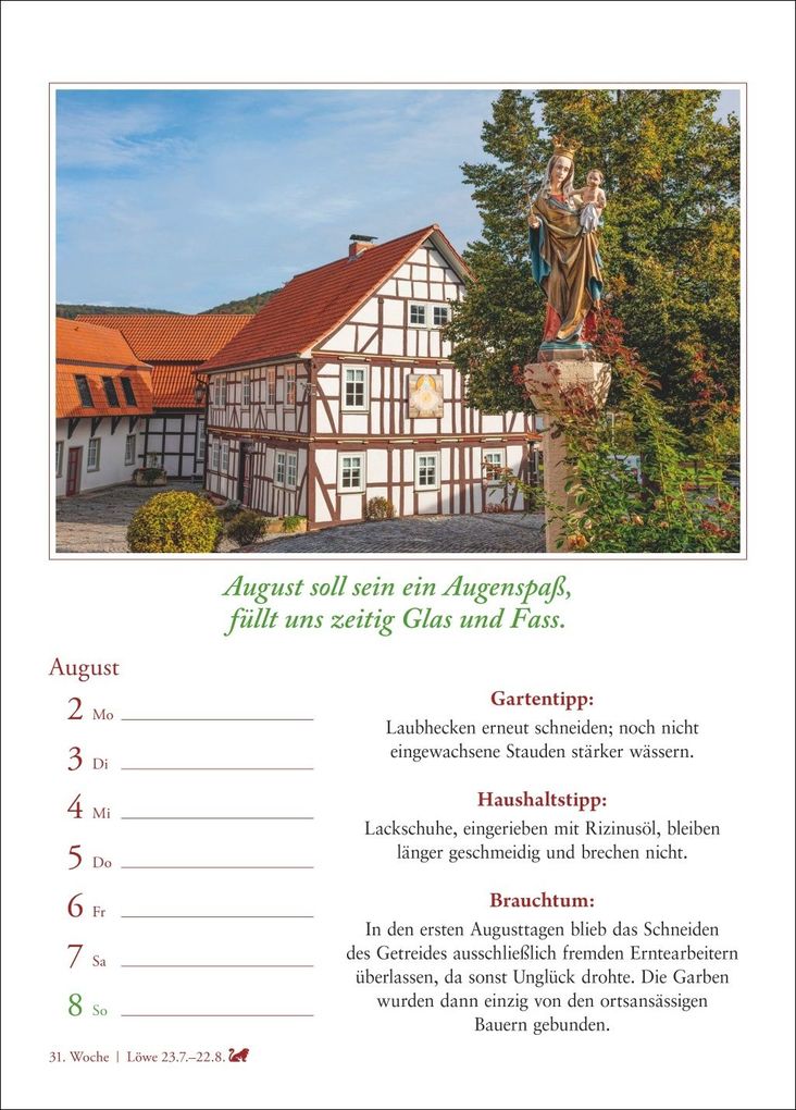 Weitere Ansicht: Bauernweisheiten Wochenkalender 2027 - Bauernregeln, Brauchtum, Gartentipps, Haushaltstipps | Jochen Dilling