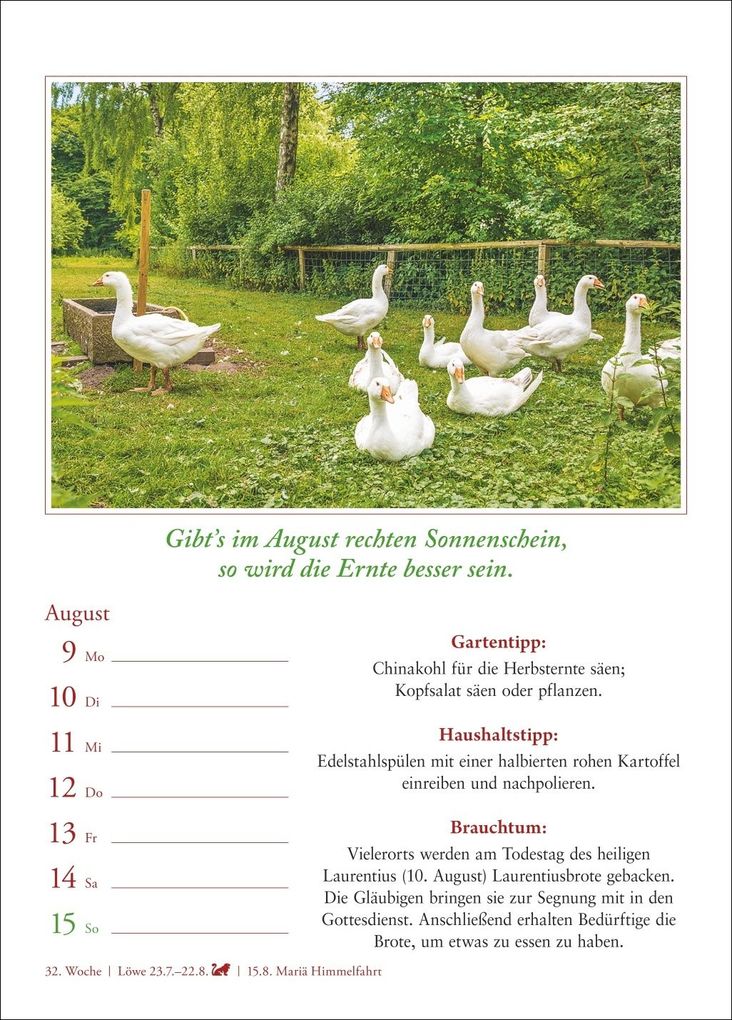 Weitere Ansicht: Bauernweisheiten Wochenkalender 2027 - Bauernregeln, Brauchtum, Gartentipps, Haushaltstipps | Jochen Dilling