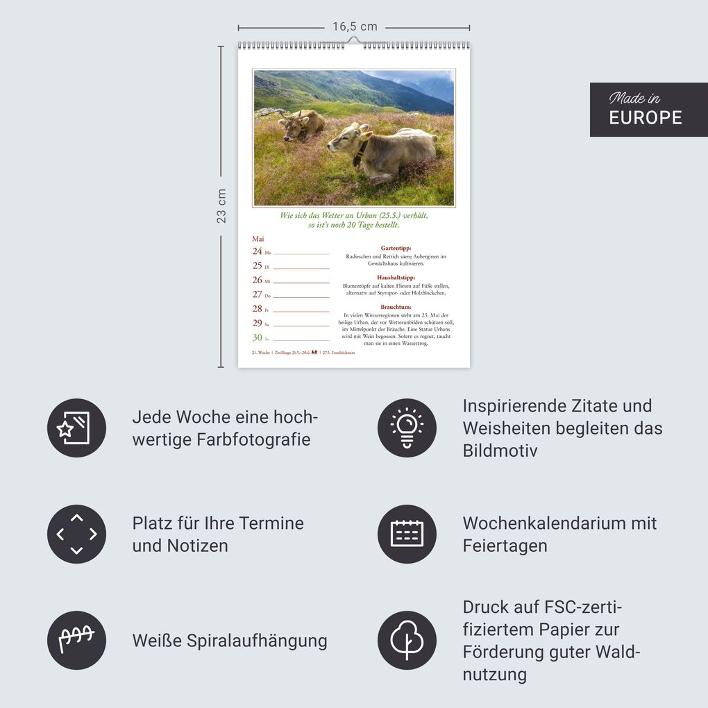 Weitere Ansicht: Bauernweisheiten Wochenkalender 2027 - Bauernregeln, Brauchtum, Gartentipps, Haushaltstipps | Jochen Dilling