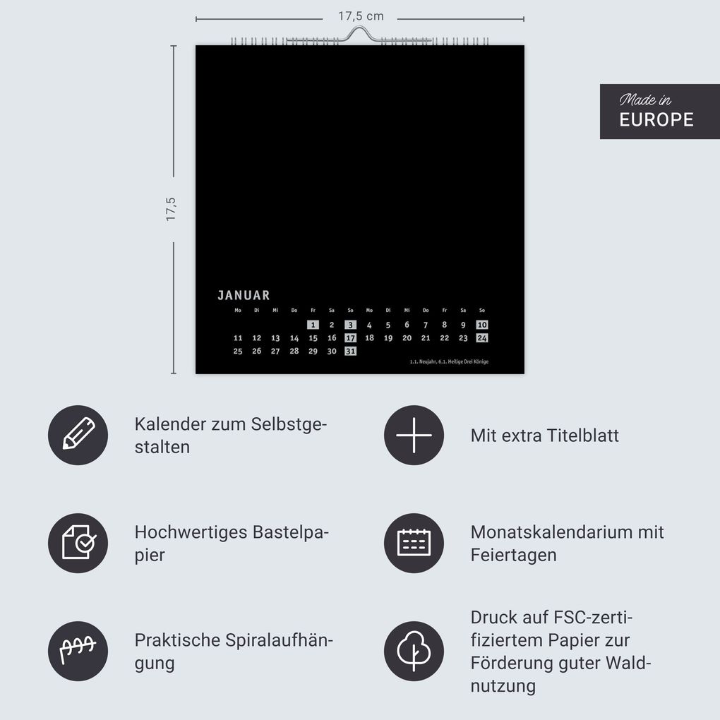 Weitere Ansicht: Premium-Bastelkalender schwarz klein 2027