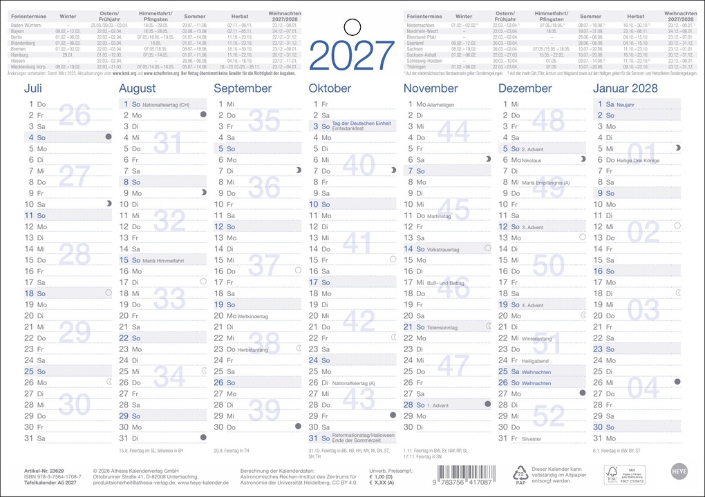 Weitere Ansicht: Tafelkalender A5 2027