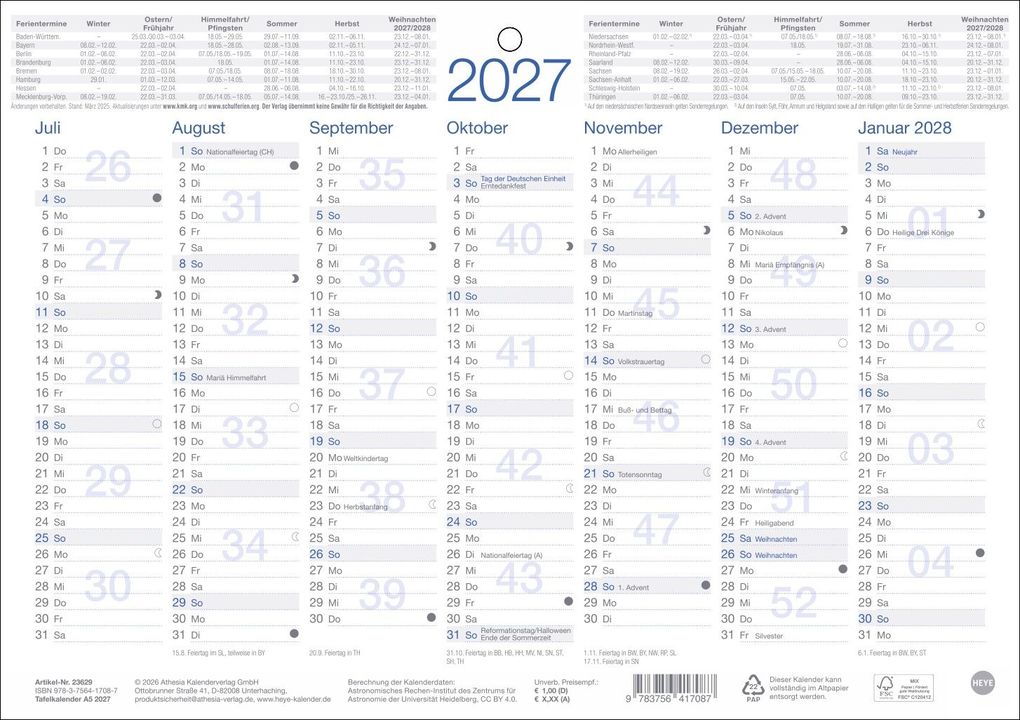 Weitere Ansicht: Tafelkalender A5 2027