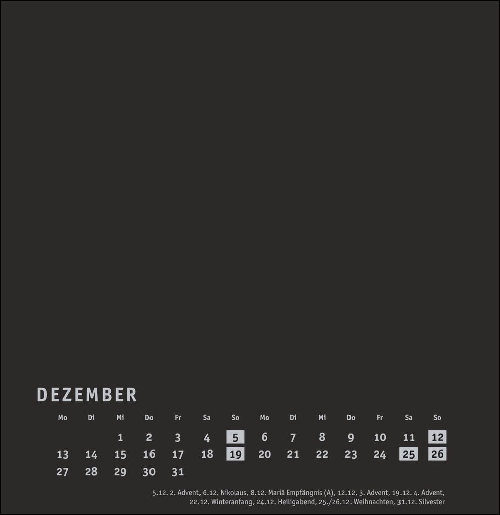 Weitere Ansicht: Premium-Bastelkalender schwarz groß 2027