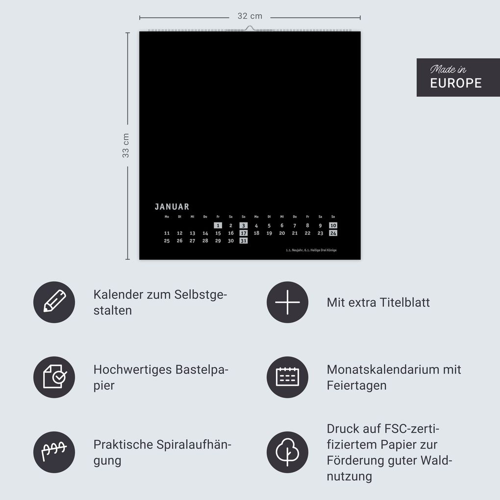 Weitere Ansicht: Premium-Bastelkalender schwarz groß 2027