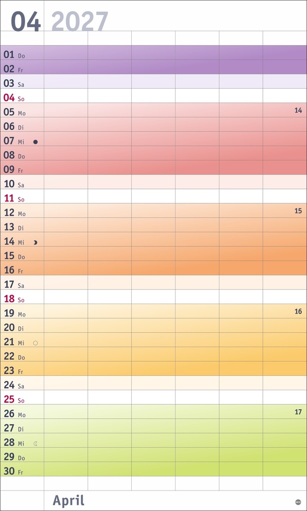 Weitere Ansicht: Bunte Wochen Familienplaner XL 2027