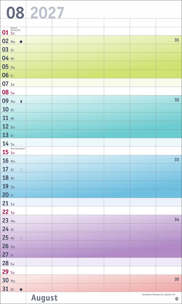 Weitere Ansicht: Bunte Wochen Familienplaner XL 2027