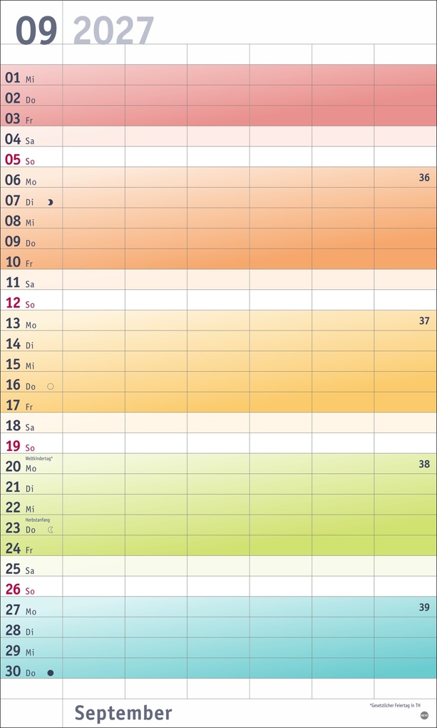 Weitere Ansicht: Bunte Wochen Familienplaner XL 2027