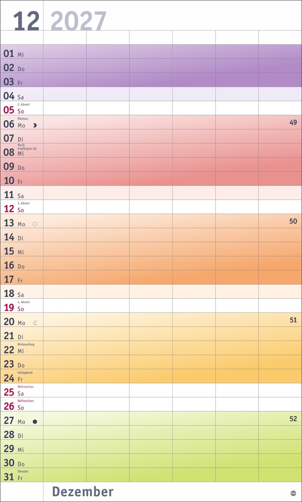 Weitere Ansicht: Bunte Wochen Familienplaner XL 2027