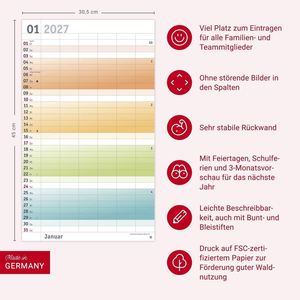 Weitere Ansicht: Bunte Wochen Familienplaner XL 2027