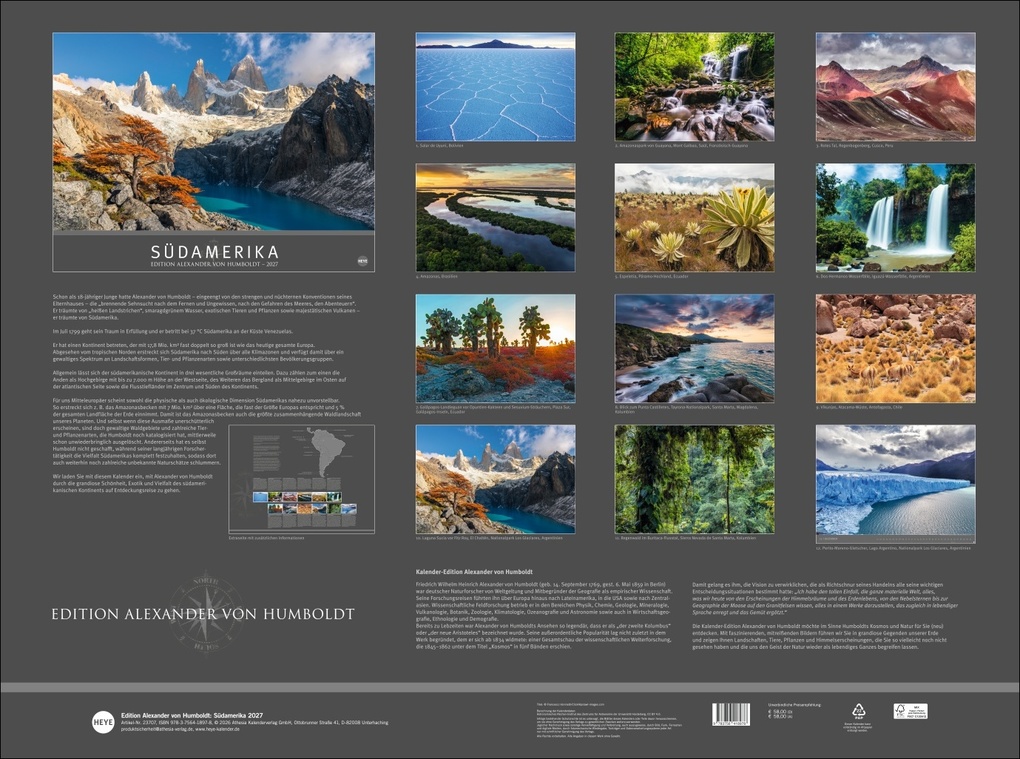 Weitere Ansicht: Südamerika - Edition Alexander von Humboldt Kalender 2027