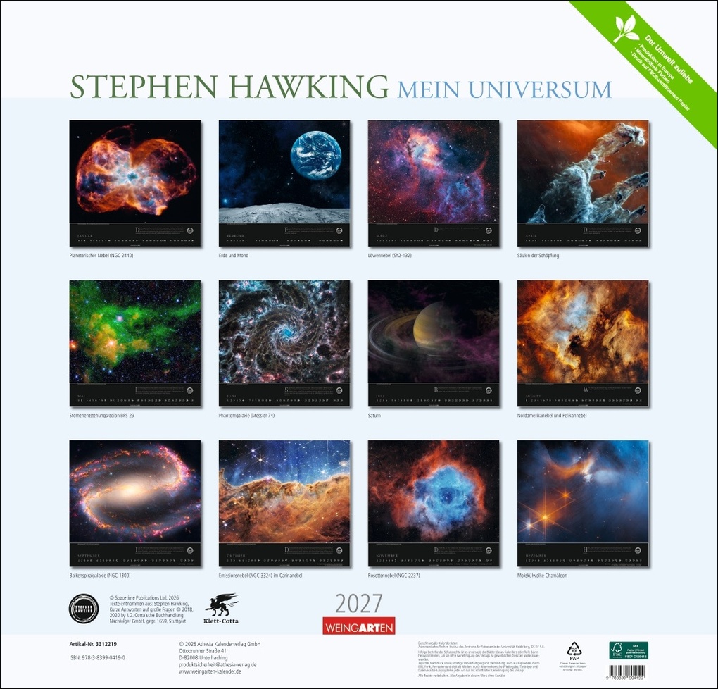 Weitere Ansicht: Stephen Hawking Kalender 2027 - Mein Universum
