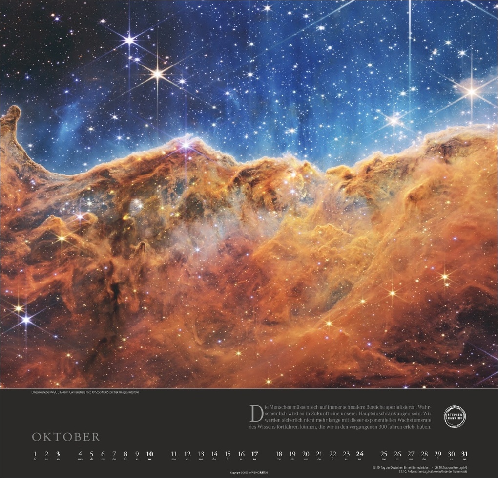 Weitere Ansicht: Stephen Hawking Kalender 2027 - Mein Universum