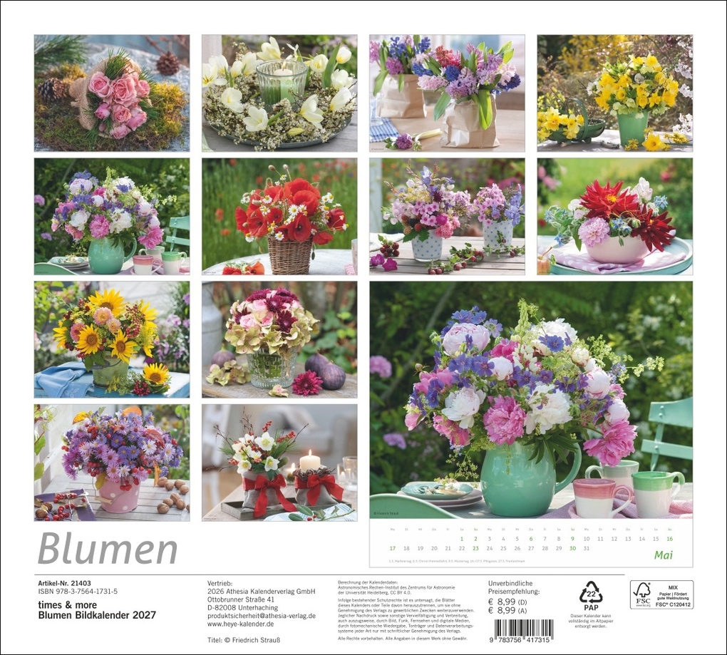 Weitere Ansicht: times&more Blumen Bildkalender 2027