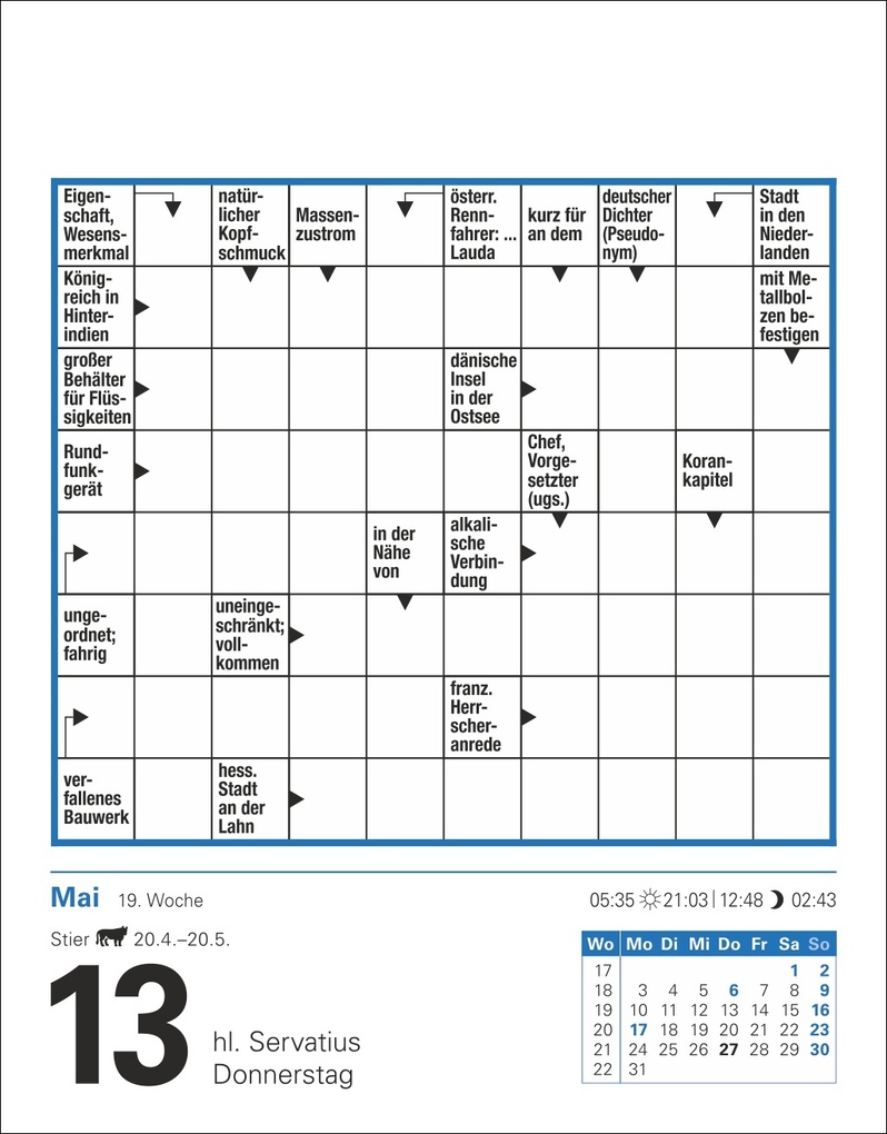 Weitere Ansicht: Kreuzworträtsel Tagesabreißkalender 2027 | Stefan Krüger
