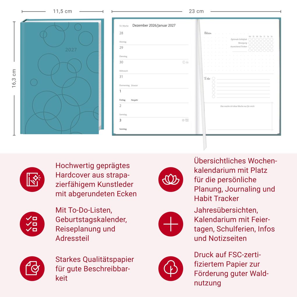 Weitere Ansicht: Kalenderbuch A6 blau 2027