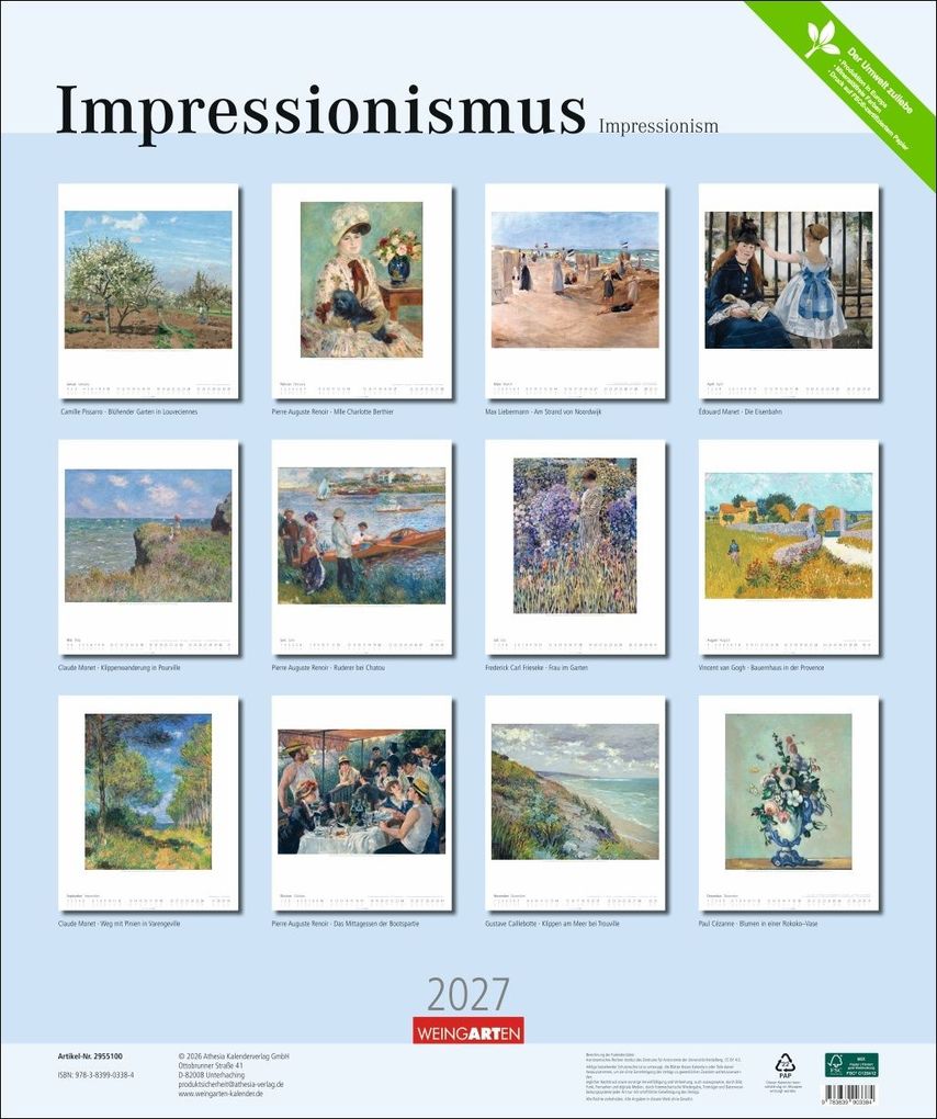 Weitere Ansicht: Impressionismus Kalender 2027 | Edgar Degas, Edouard Manet, Claude Monet