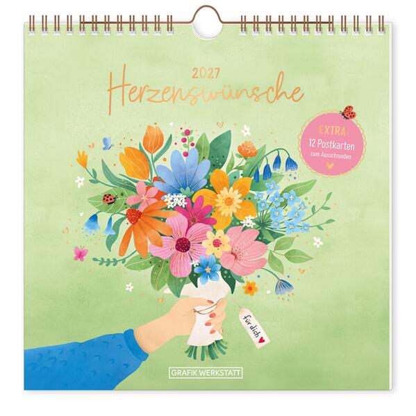 Produktbild: Wandkalender quadratisch 2027 Herzenswünsche