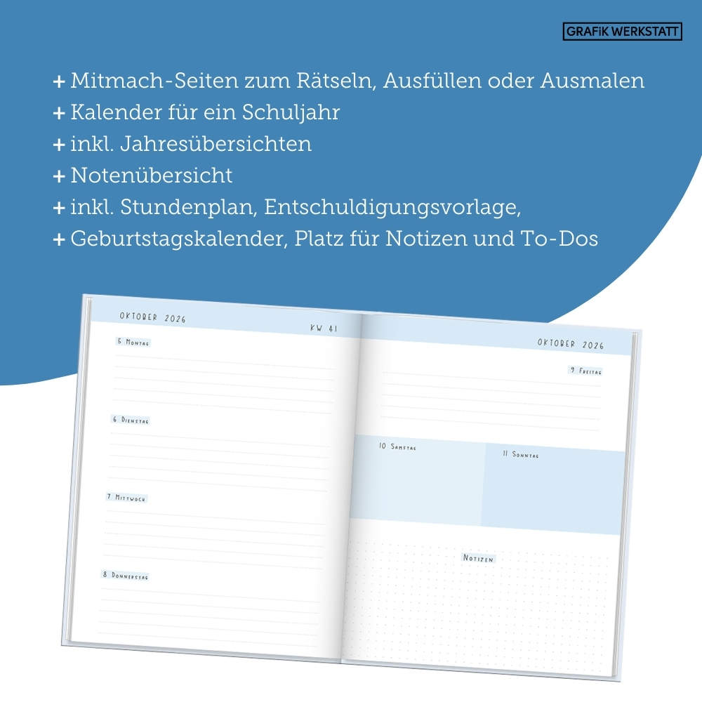 Weitere Ansicht: Schülerkalender 2026 / 2027 Good Vibes Only