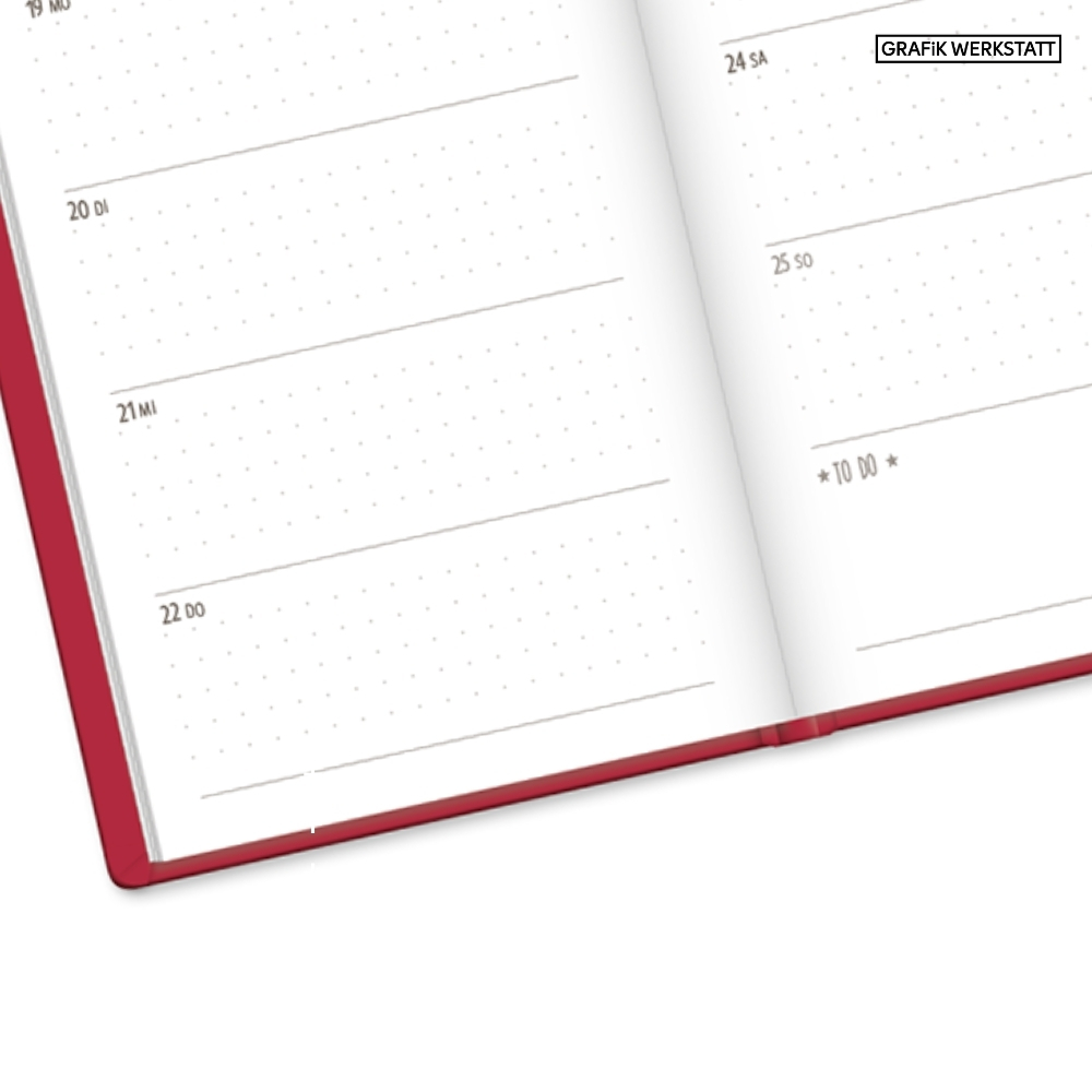 Weitere Ansicht: Terminplaner Lederlook 2027 Rot