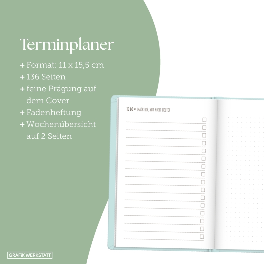 Weitere Ansicht: Terminplaner Lederlook 2027 Mint