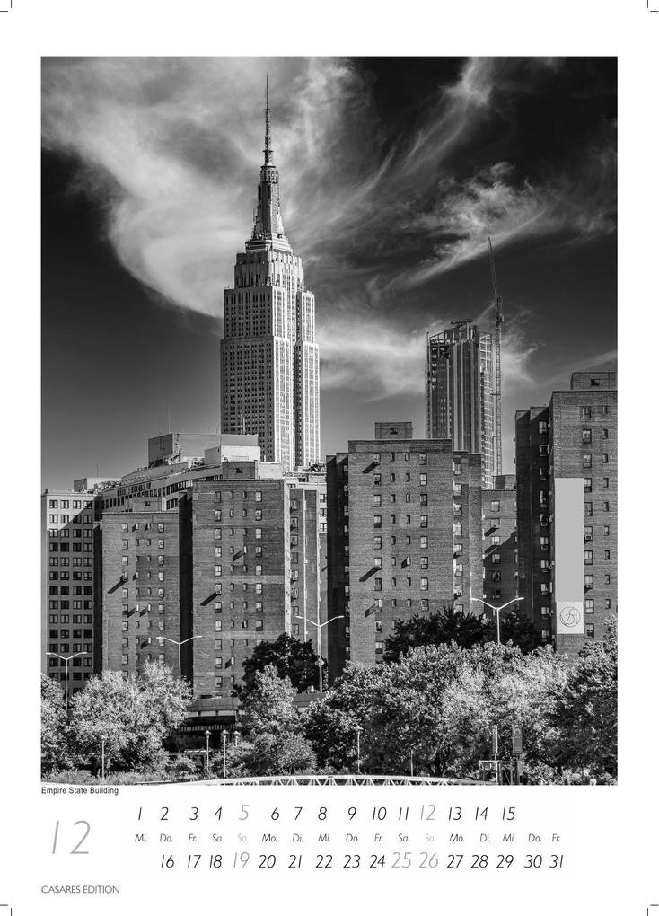 Weitere Ansicht: New York schwarz-weiss Kalender 2027 - Wandkalender | Fotokalender Nordamerika 59x42cm Grosses Format - Eleganter Schwarz-Weiß-Print mit beeindruckenden New York City Motiven | H. W. Schawe