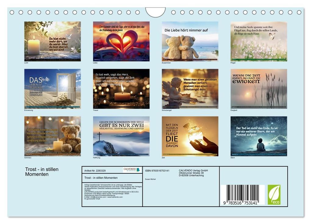 Weitere Ansicht: Trost - in stillen Momenten (Wandkalender 2027 DIN A4 quer), CALVENDO Monatskalender | Calvendo, Susan Michel