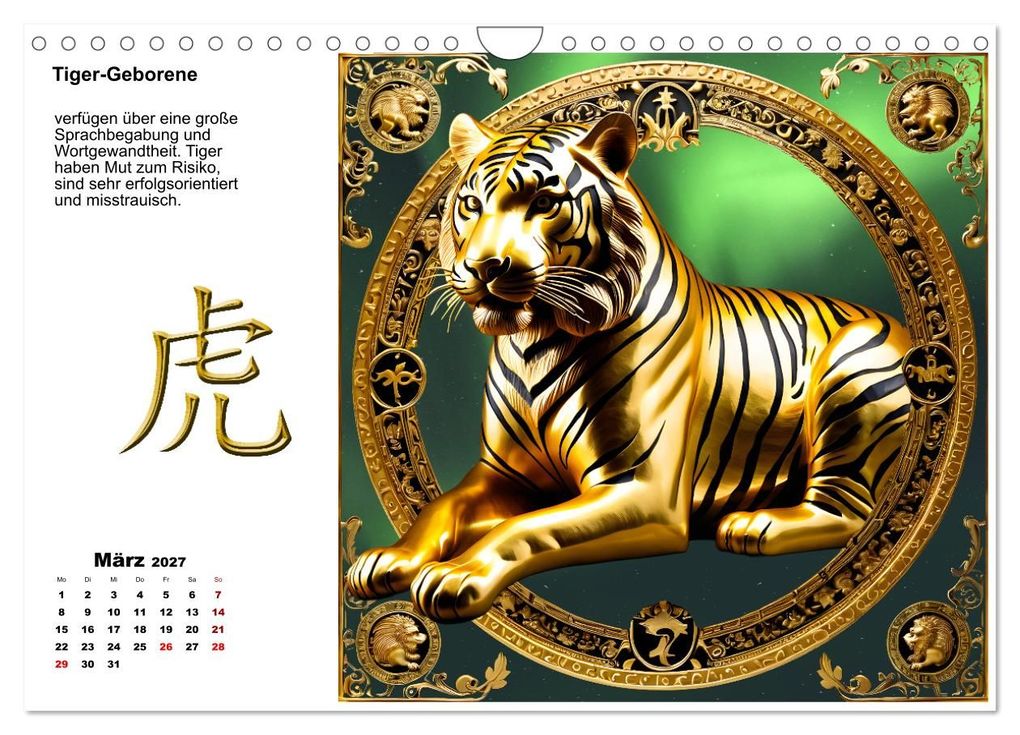 Weitere Ansicht: Chinesische Sternzeichen (Wandkalender 2027 DIN A4 quer), CALVENDO Monatskalender | Calvendo, Claudia Kleemann