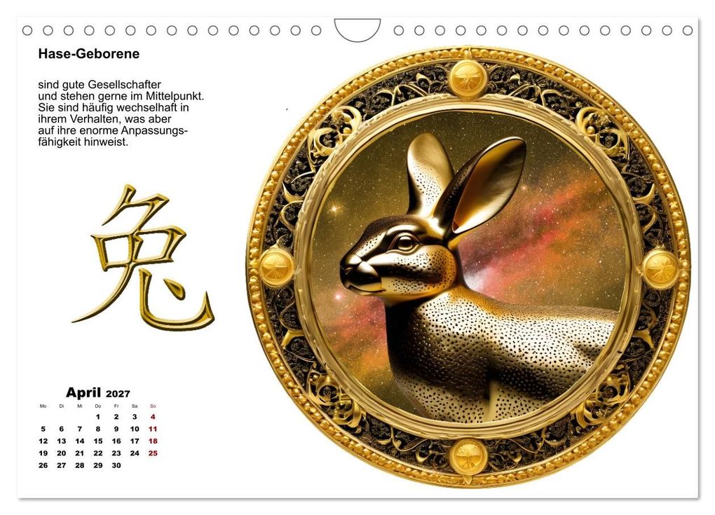 Weitere Ansicht: Chinesische Sternzeichen (Wandkalender 2027 DIN A4 quer), CALVENDO Monatskalender | Calvendo, Claudia Kleemann