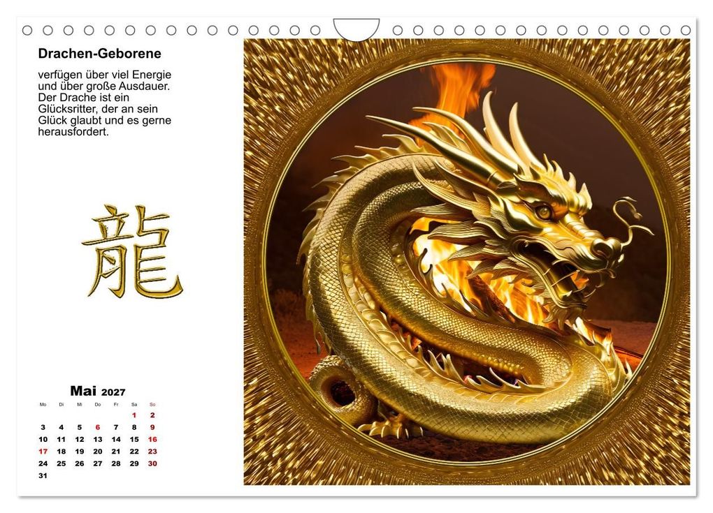 Weitere Ansicht: Chinesische Sternzeichen (Wandkalender 2027 DIN A4 quer), CALVENDO Monatskalender | Calvendo, Claudia Kleemann