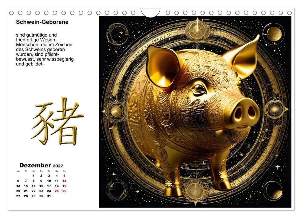 Weitere Ansicht: Chinesische Sternzeichen (Wandkalender 2027 DIN A4 quer), CALVENDO Monatskalender | Calvendo, Claudia Kleemann