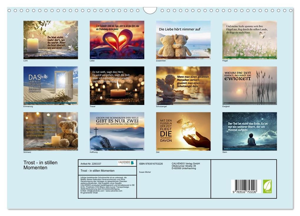 Weitere Ansicht: Trost - in stillen Momenten (Wandkalender 2027 DIN A3 quer), CALVENDO Monatskalender | Calvendo, Susan Michel