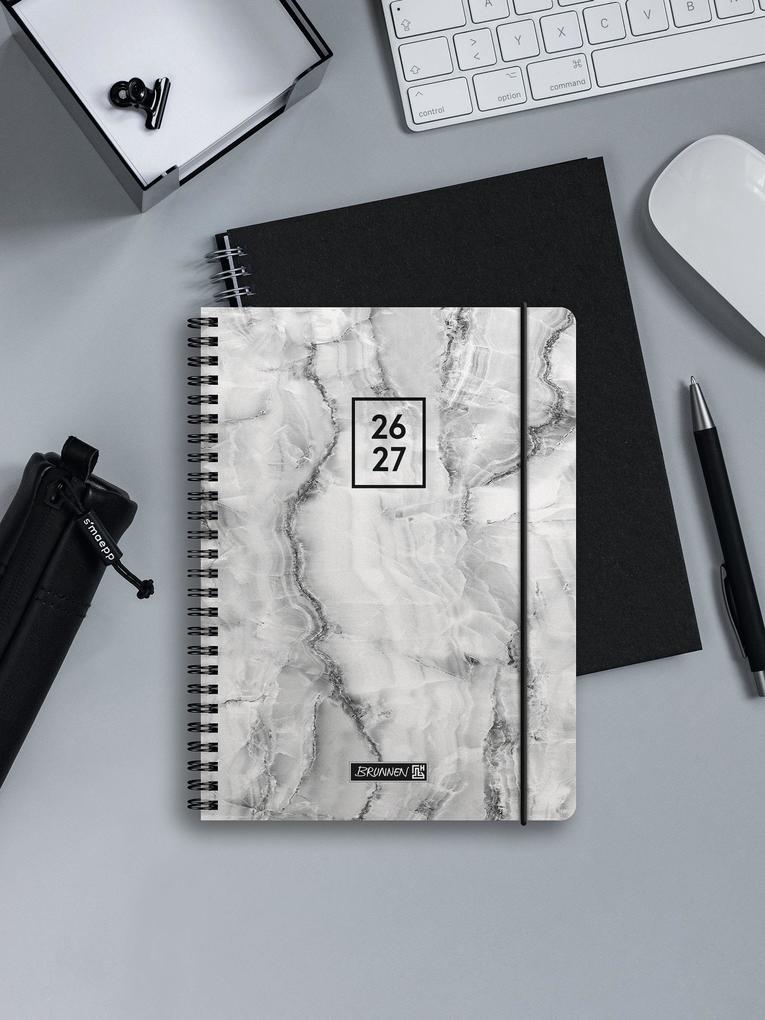 Weitere Ansicht: Schülerkalender 2026/2027 "Grey Marble" | A6, Kunststoff