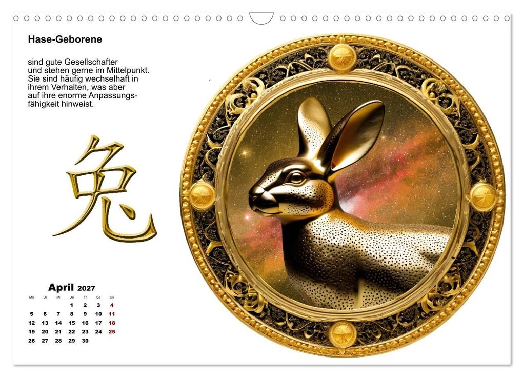 Weitere Ansicht: Chinesische Sternzeichen (Wandkalender 2027 DIN A3 quer), CALVENDO Monatskalender | Calvendo, Claudia Kleemann