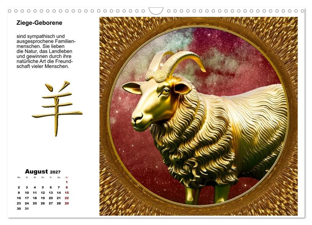 Weitere Ansicht: Chinesische Sternzeichen (Wandkalender 2027 DIN A3 quer), CALVENDO Monatskalender | Calvendo, Claudia Kleemann
