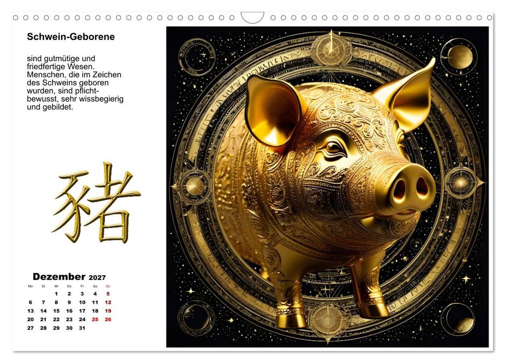 Weitere Ansicht: Chinesische Sternzeichen (Wandkalender 2027 DIN A3 quer), CALVENDO Monatskalender | Calvendo, Claudia Kleemann