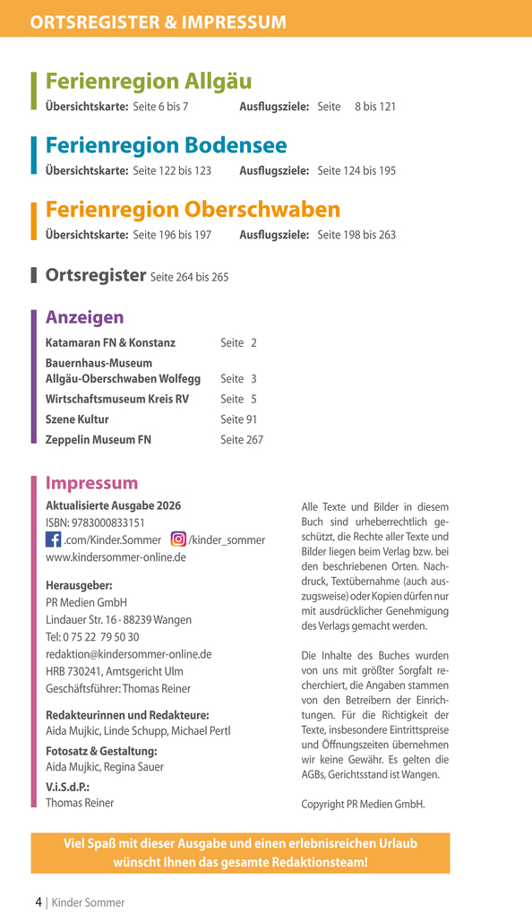 Weitere Ansicht: Kindersommer Reiseführer für Allgäu Bodensee Oberschwaben