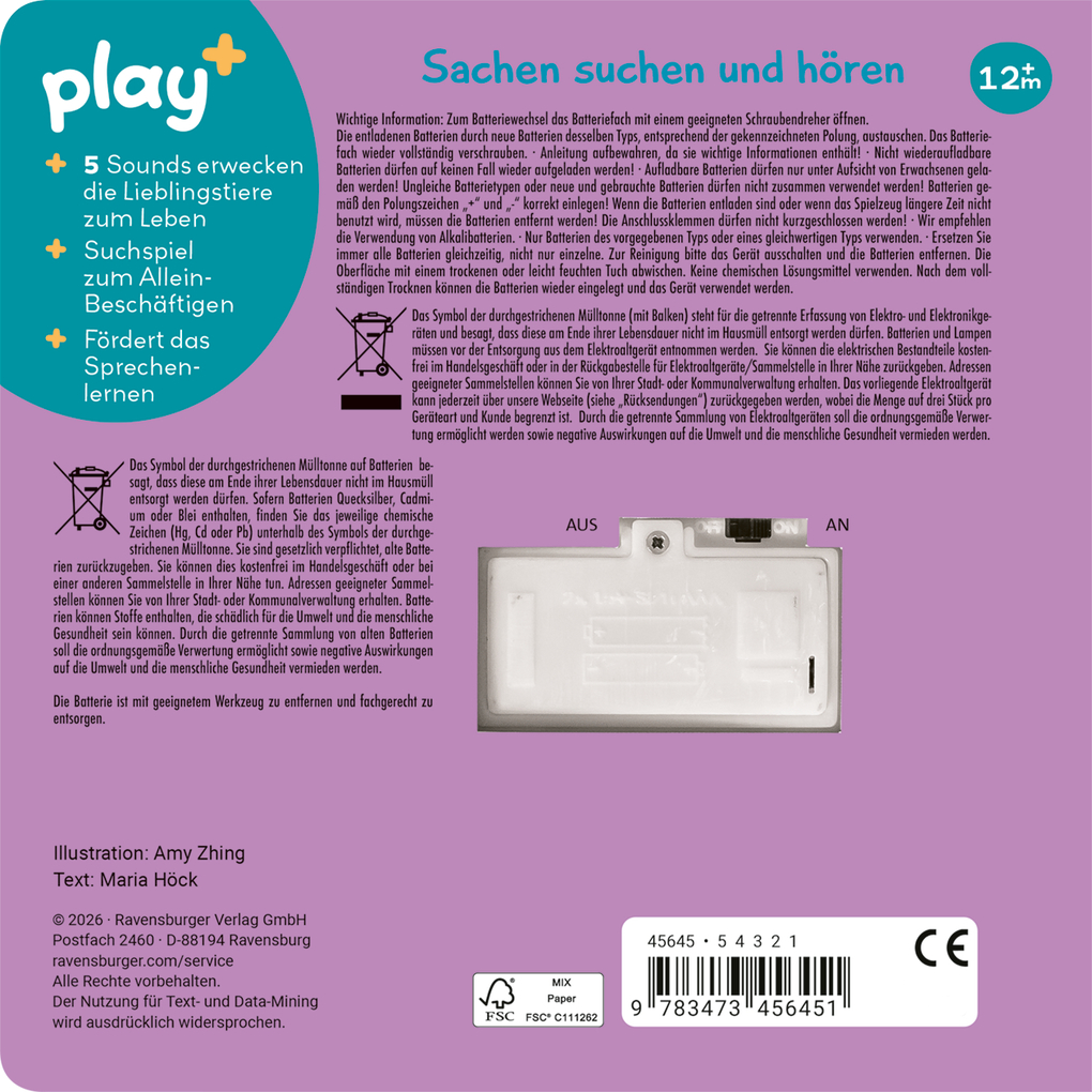 Weitere Ansicht: Play+ Mein allererstes Soundbuch Lieblingstiere - ab 12 Monate | Maria Höck